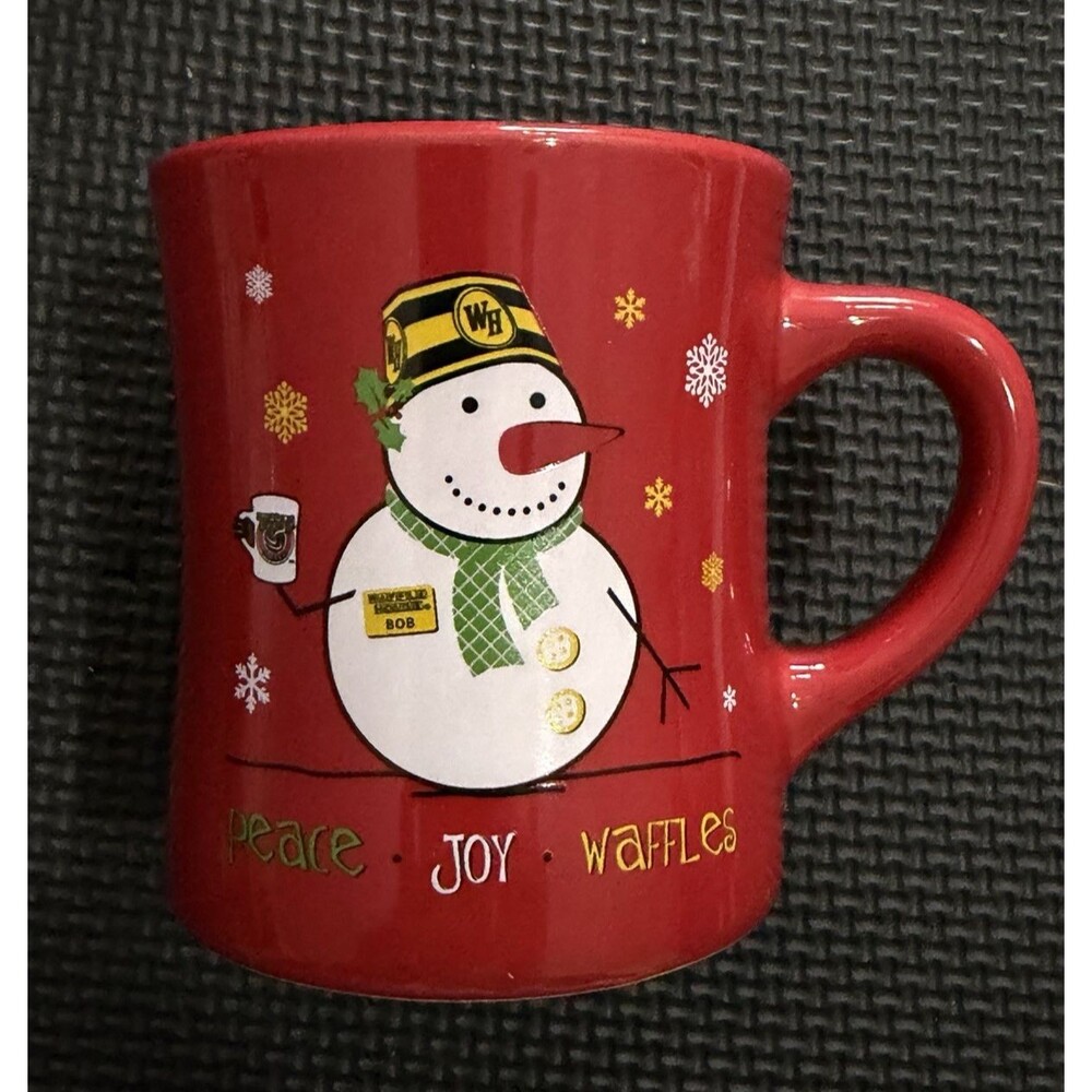 2014 Waffle House Christmas Snowman Coffee Mug Peace joy Waffles Drinkware